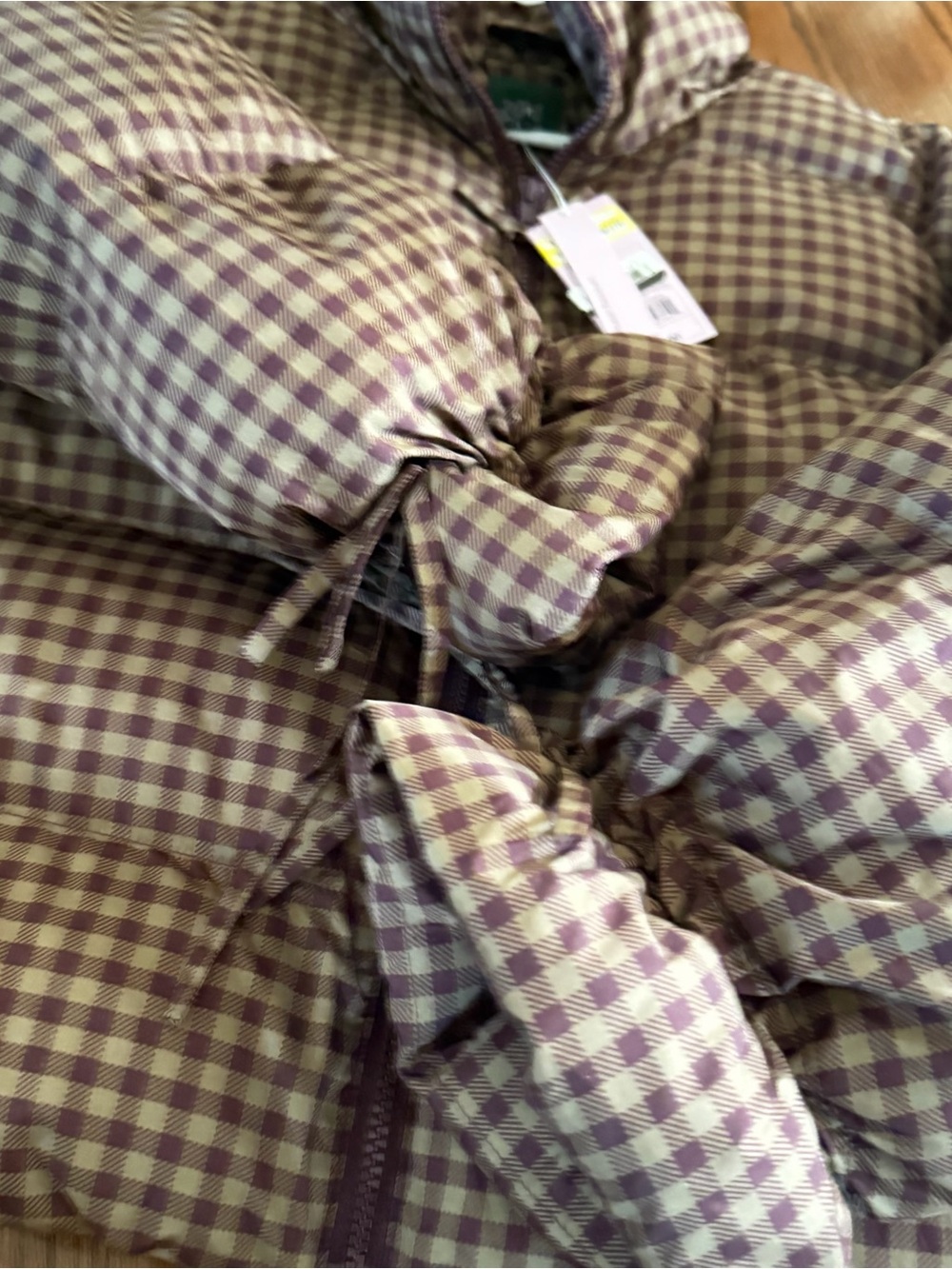 NWT Target Brown/Purple Gingham Puffer Jacket Size Medium - Picture 7 of 10